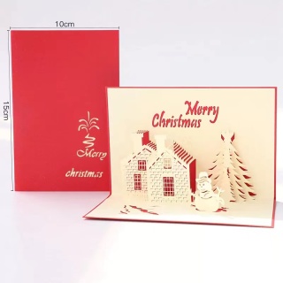 Biglietto d'auguri di Babbo Natale con pupazzo di neve