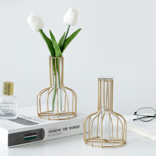 सजावट धातु फ्रेम गढ़ा लोहे का फूलदान