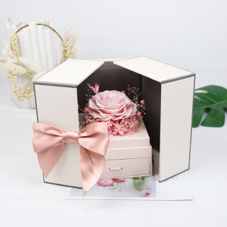 Confezione regalo con vera rosa eterna di alta qualità