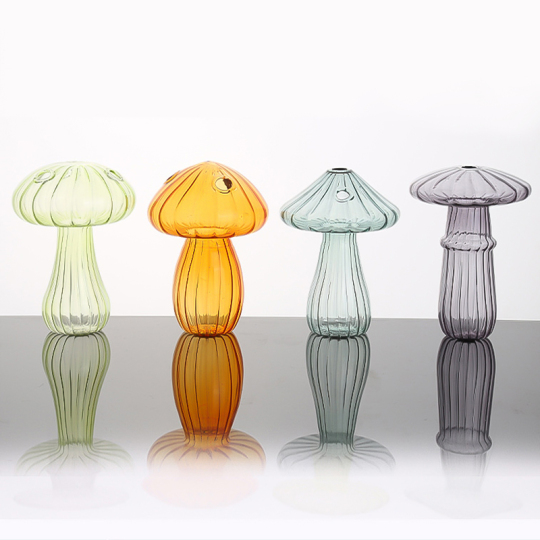 बोहेमियन रंगीन मशरूम ग्लास फूलदान