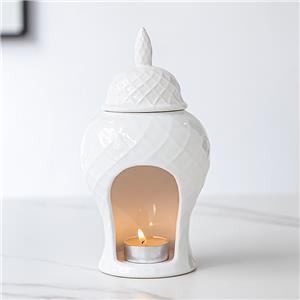 Decoro portacandele profumato in ceramica bianca