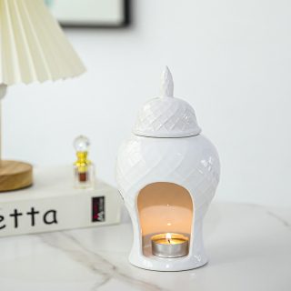 Decoro portacandele profumato in ceramica bianca