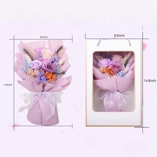 संरक्षित गुलाब गुलदस्ता उपहार बॉक्स