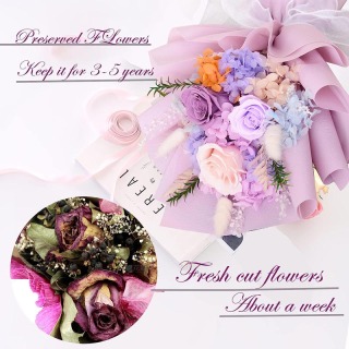 Confezione regalo con bouquet di rose stabilizzate