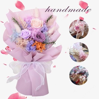 Confezione regalo con bouquet di rose stabilizzate