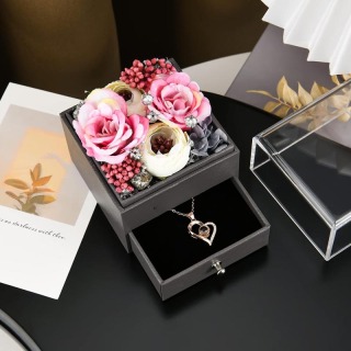 Boîte à bijoux à fleurs mélangées préservées