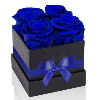 Regalo in scatola di rose vere con 4 teste conservate