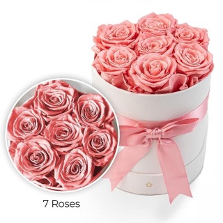 7 têtes de roses éternelles dans une boîte cadeau