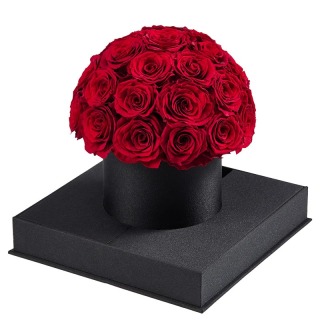 Regalo con bouquet di rose stabilizzate Real Touch