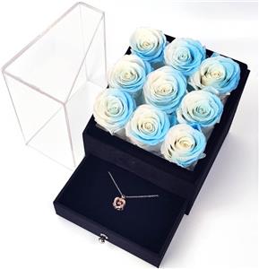 Real Natural Everlasting Rose in Square Box
