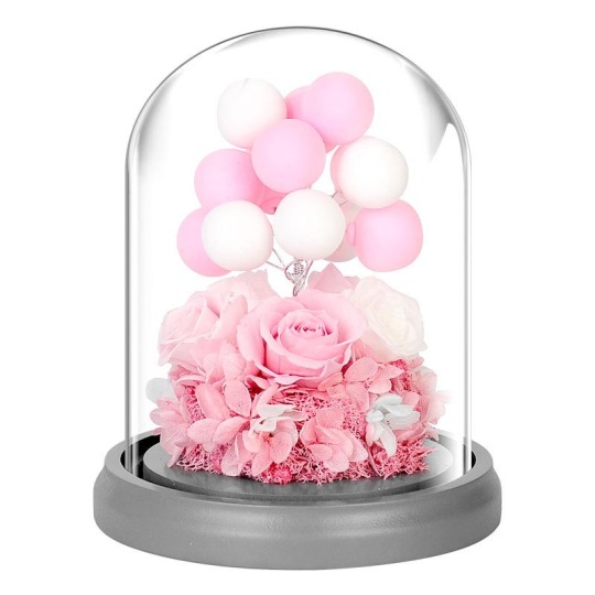 गुब्बारा सजावट कांच के गुंबद में संरक्षित गुलाब