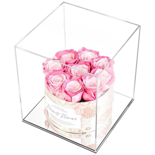 ऐक्रेलिक बॉक्स में शाश्वत गुलाब सिलेंडर