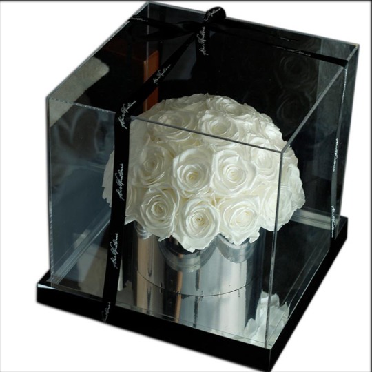 मशरूम के आकार का 28 संरक्षित गुलाब ऐक्रेलिक बॉक्स
