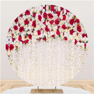 Toile de fond de cercle de fleurs rouges de 7x7 pieds