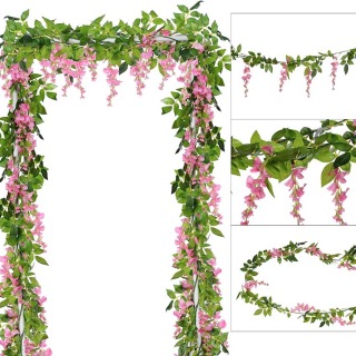 Fleur suspendue en rotin de vigne de glycine artificielle