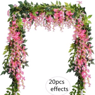 Fleur suspendue en rotin de vigne de glycine artificielle