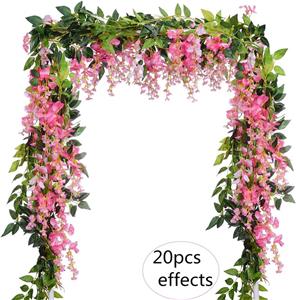 Fleur suspendue en rotin de vigne de glycine artificielle
