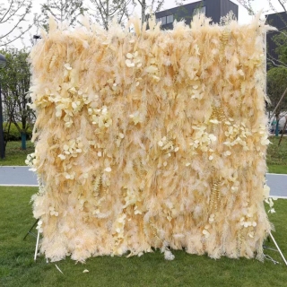 Mur de fleurs de feuilles décoratives de mariage