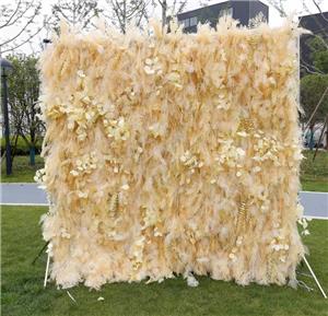 Mur de fleurs de feuilles décoratives de mariage