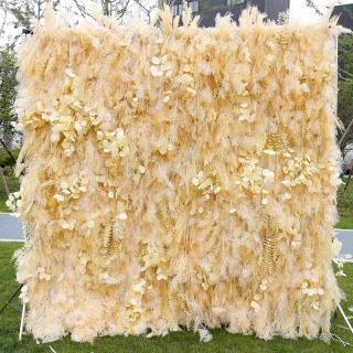 Sfondo di erba artificiale Piante artificiali Muro di fiori di pampa