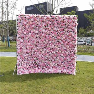 Sfondo di muro di fiori artificiali rosa