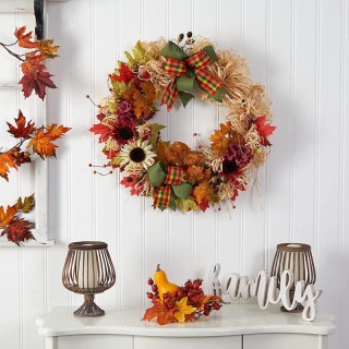 Garland Kekwa Daun Maple Tiruan