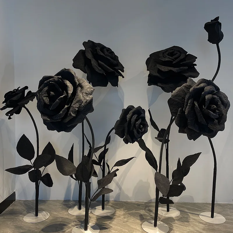 Fleur géante Rose noire Fleur en papier surdimensionnée