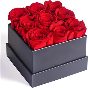 9 Capi Di Rose Eterne In Scatola Quadrata