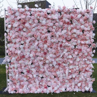 Muro di fiori artificiali simulati con supporto in tessuto