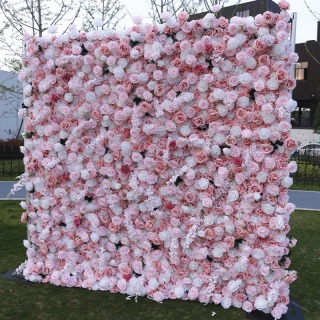 Muro di fiori artificiali simulati con supporto in tessuto