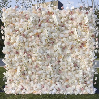 Decorazione artificiale per scena da parete con rosa bianca