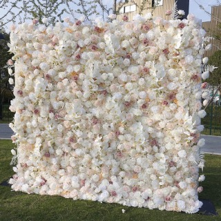 Decorazione artificiale per scena da parete con rosa bianca