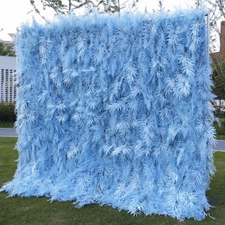 Decorazione da parete con fiori e foglie di piante artificiali blu