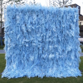Decorazione da parete con fiori e foglie di piante artificiali blu
