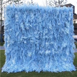 Decorazione da parete con fiori e foglie di piante artificiali blu