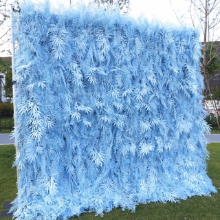 Decorazione da parete con fiori e foglie di piante artificiali blu