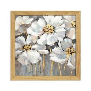 Quadro moderno con cornice floreale in legno su tela