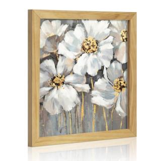 Quadro moderno con cornice floreale in legno su tela