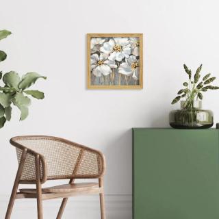 Quadro moderno con cornice floreale in legno su tela