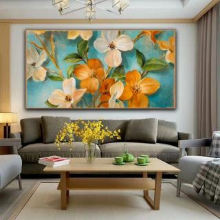 Decorazione dipinta soggiorno pittura floreale