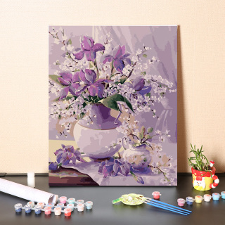 Peinture à l'huile de fleur vintage par numéro