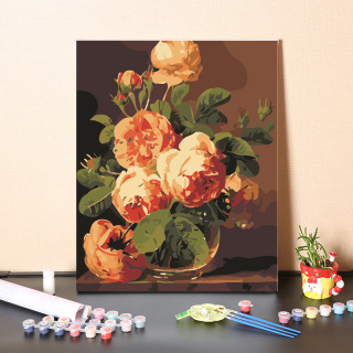 Peinture à l'huile de fleur vintage par numéro