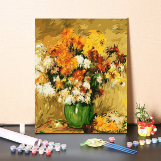 Peinture à l'huile de fleur vintage par numéro