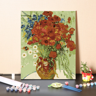 Peinture à l'huile de fleur vintage par numéro