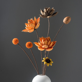Bouquet di fiori secchi di baccelli di loto essiccati all'aria