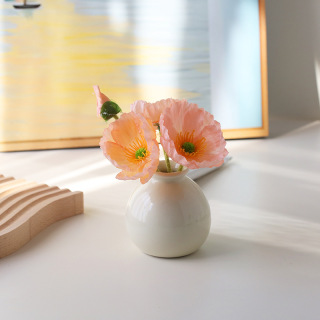 Ensemble de fleurs artificielles en céramique, petit vase rond
