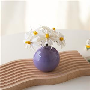 Ensemble de fleurs artificielles en céramique, petit vase rond