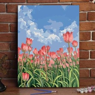 Pittura di paesaggi floreali per numero