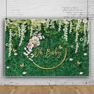 Decorazione da parete in plastica con fiori di seta verde erba