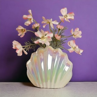 Vases en céramique en forme de coquille pour fleurs, décoration de maison en porcelaine, ornement de luxe moderne et mignon, vente en gros